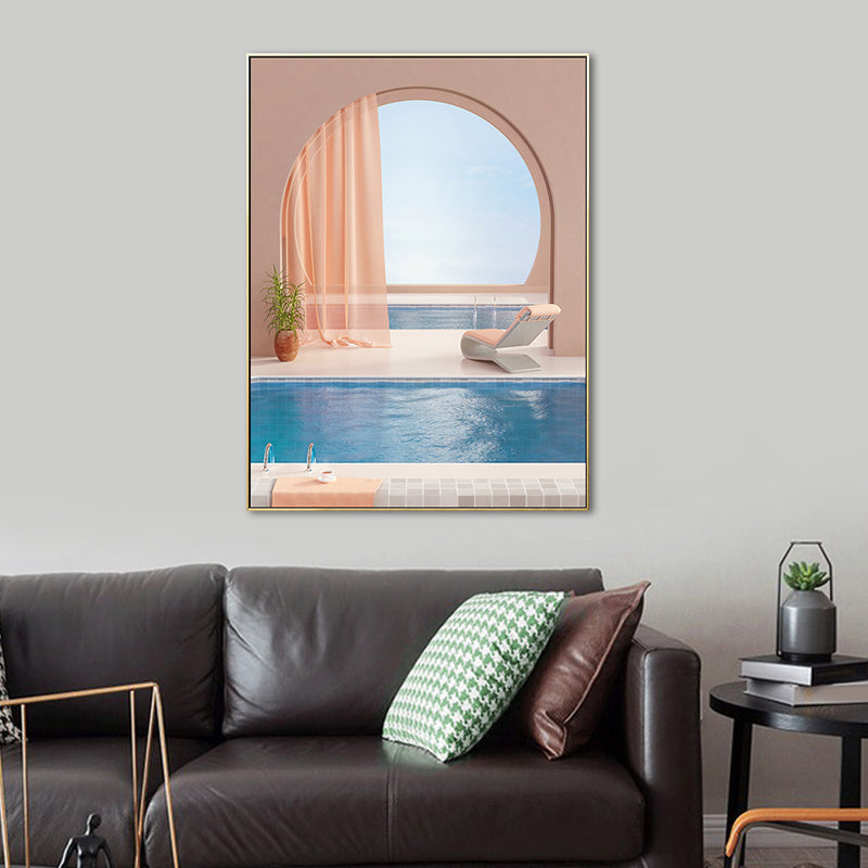 Frendorf | Wandkunst Deko Skandinavischer Texturierter Leinendruck in Pink für das Wohnzimmer