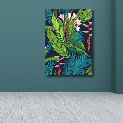 Frendorf | Tropics Magnolie und Pflanzenmalerei für Wohnzimmer-Leinwand in Grün, mehrere Größen verfügbar