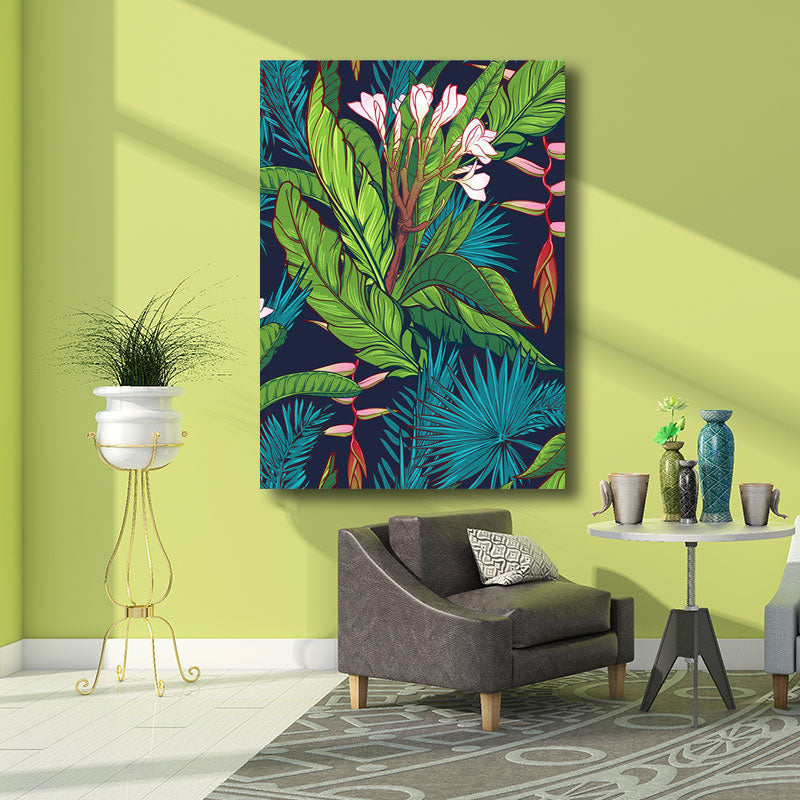 Frendorf | Tropics Magnolie und Pflanzenmalerei für Wohnzimmer-Leinwand in Grün, mehrere Größen verfügbar