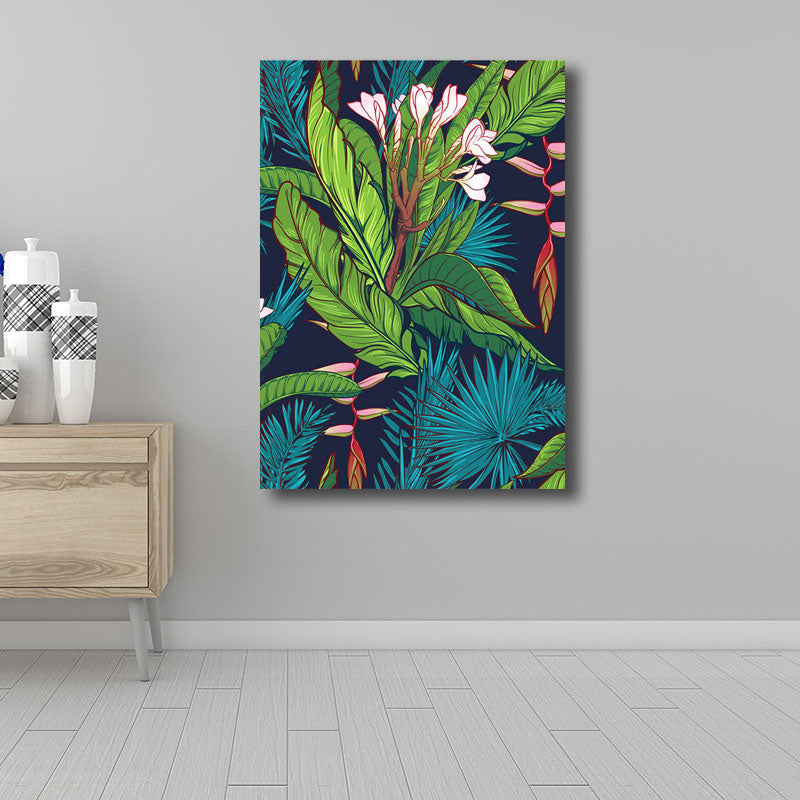 Frendorf | Tropics Magnolie und Pflanzenmalerei für Wohnzimmer-Leinwand in Grün, mehrere Größen verfügbar