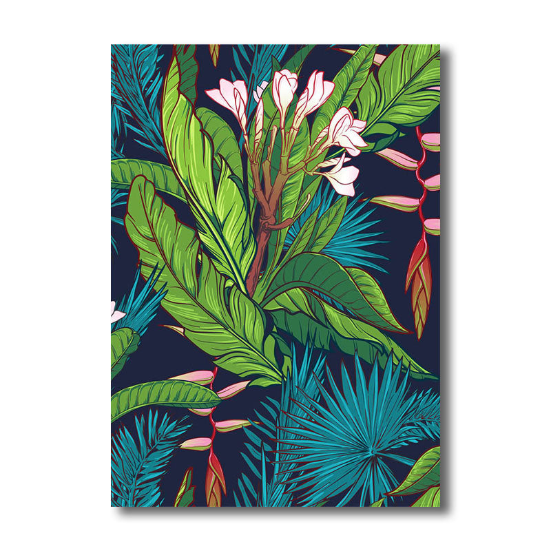 Frendorf | Tropics Magnolie und Pflanzenmalerei für Wohnzimmer-Leinwand in Grün, mehrere Größen verfügbar