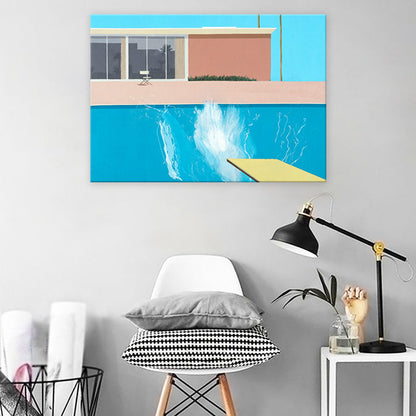 Frendorf | Bouw Wandkunst Print Moderne Ontspannende Zwembad Gewikkelde Canvas in Blauw voor Studie Kamer