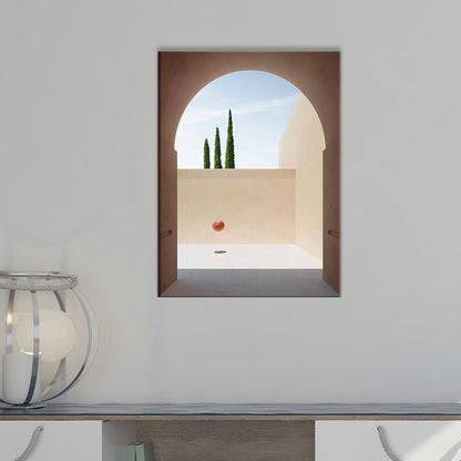 Frendorf | Bouw- en Boom Wanddecoratie Hedendaagse Textuur Canvas Print in Zachte Kleur voor Slaapkamer