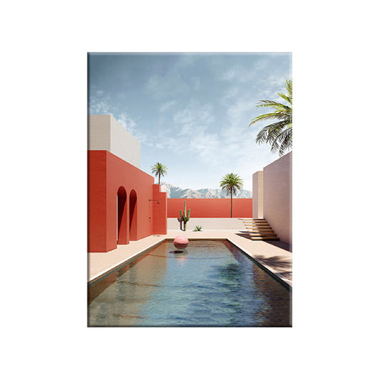 Frendorf | Bouw- en Boom Wanddecoratie Hedendaagse Textuur Canvas Print in Zachte Kleur voor Slaapkamer