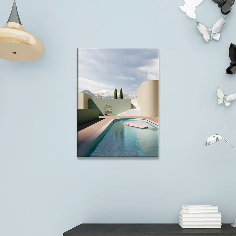 Frendorf | Bouw- en Boom Wanddecoratie Hedendaagse Textuur Canvas Print in Zachte Kleur voor Slaapkamer