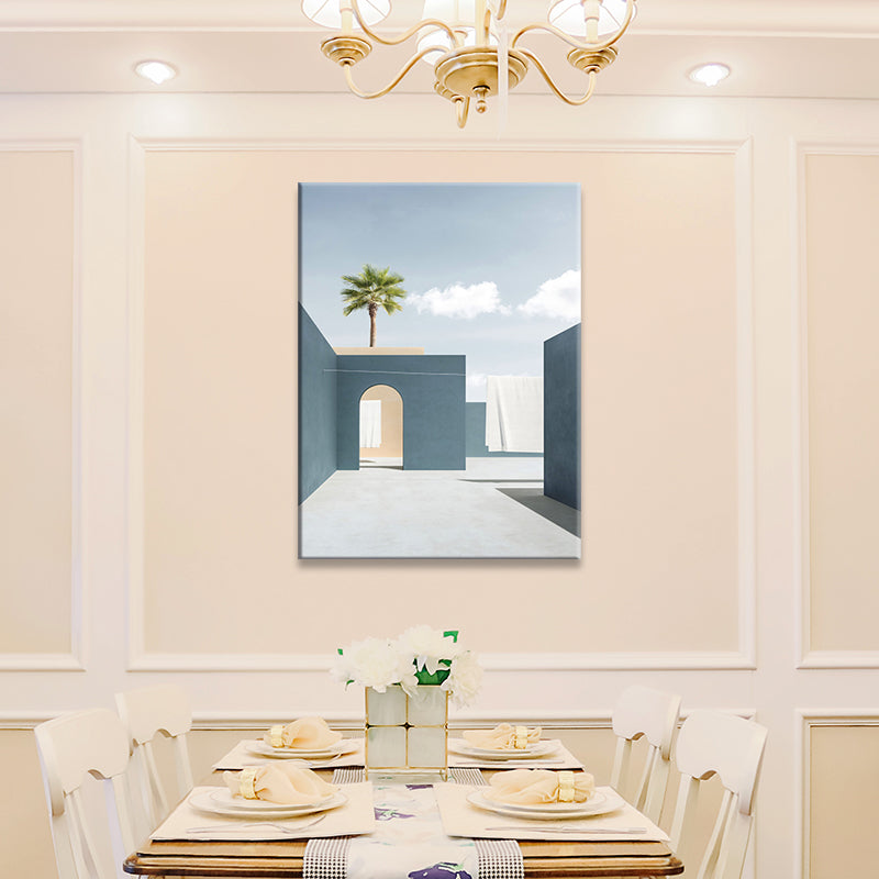 Frendorf | Bouw- en Boom Wanddecoratie Hedendaagse Textuur Canvas Print in Zachte Kleur voor Slaapkamer