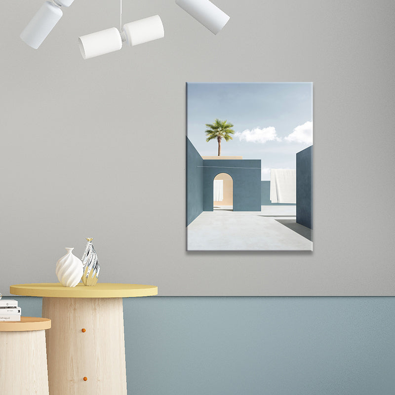 Frendorf | Bouw- en Boom Wanddecoratie Hedendaagse Textuur Canvas Print in Zachte Kleur voor Slaapkamer