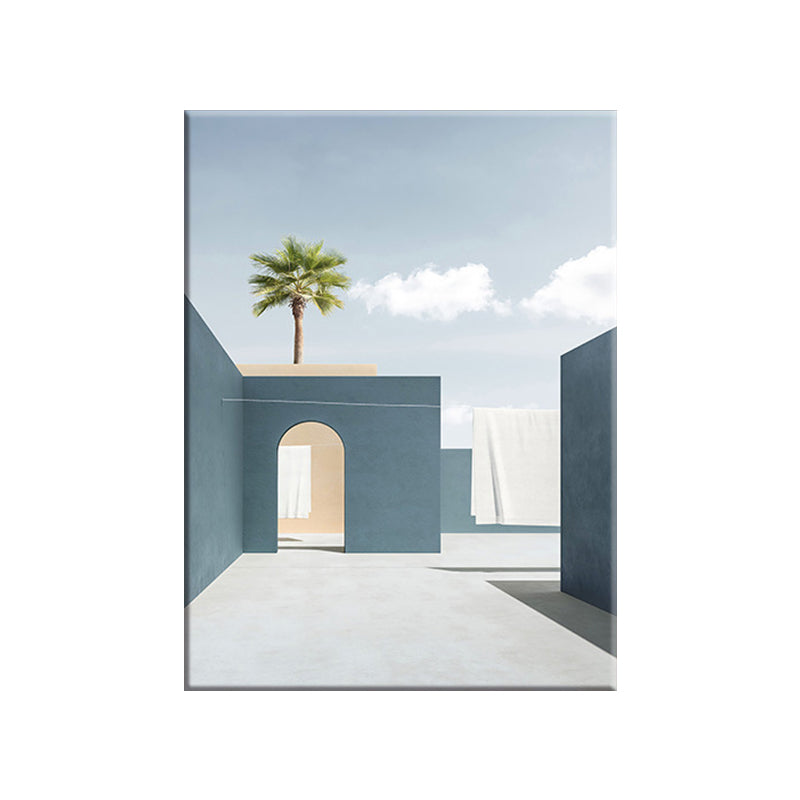 Frendorf | Bouw- en Boom Wanddecoratie Hedendaagse Textuur Canvas Print in Zachte Kleur voor Slaapkamer