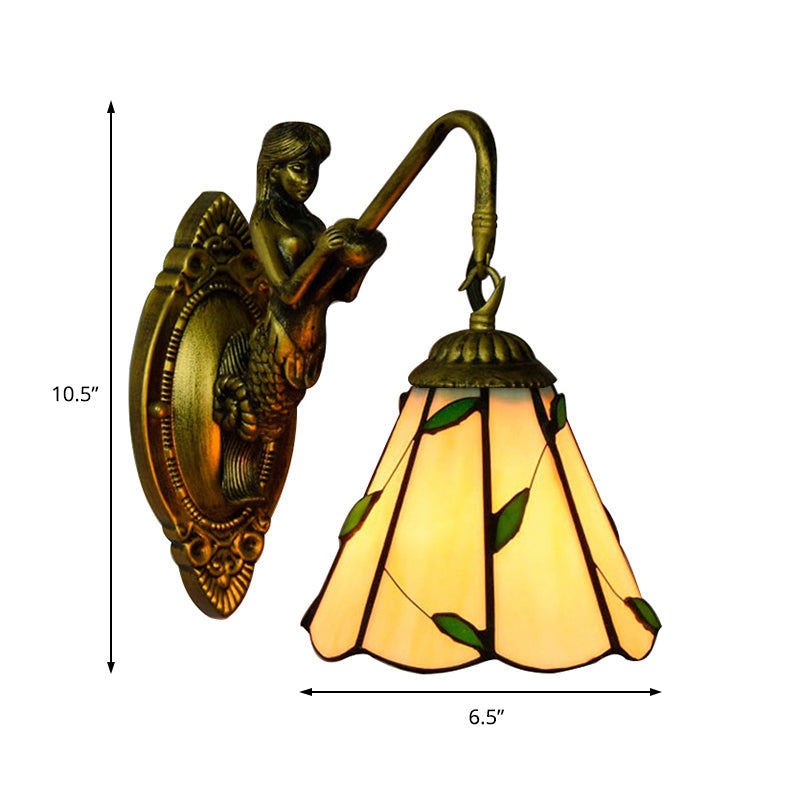 Frendorf | 1 Hoofdmontage Verlichting Tiffany Lily Blauw/Geel Glazen Wandlamp voor Gang