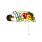 Frendorf | Banker Wandlamp met Trekschakelaar Traditionele Stijl Gebrandschilderd Glas Bloem Wandlamp in Messing