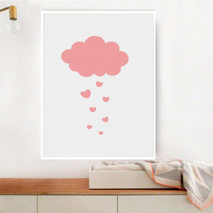 Frendorf | Moderne Wolken- und Herz Kunstdruck Leinwand Dekorative Pinke Gemälde für das Schlafzimmer