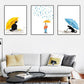 Cartoon Regen und Regenschirm Leinwand Hellfarbe Wandkunst Dekor für Spielzimmer