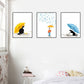 Cartoon Regen und Regenschirm Leinwand Hellfarbe Wandkunst Dekor für Spielzimmer