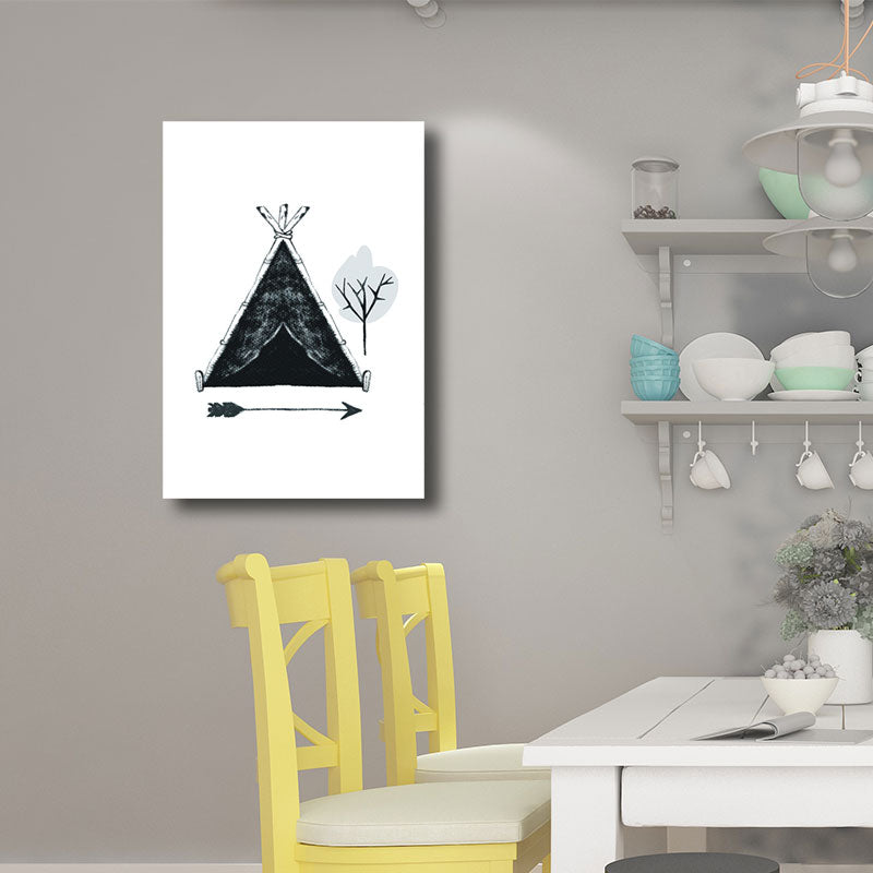 Hobby Camp Wandkunst Druck Skandinavisches Texturiertes Eingewickeltes Canvas in Schwarz für das Zeichenzimmer