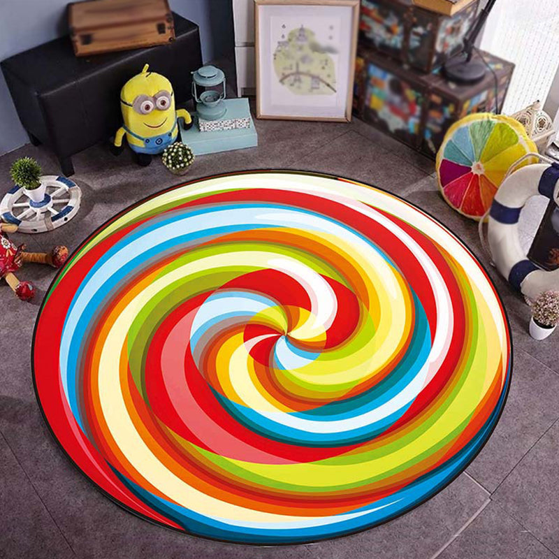 Frendorf | Kinder Kinderzimmer Teppich in Grün Essen & Getränke Wassermelone Kiwi Frucht Bonbon Print Teppich Polyester Rutschfester Teppich