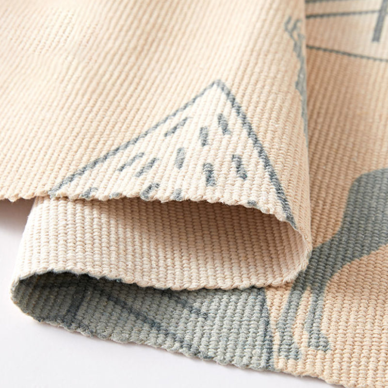 Frendorf | Unique Kids Rug in Ivory Animal Deer Tree Pattern Rug Cotton and Linen Washable Fringe Carpet for Children's Room