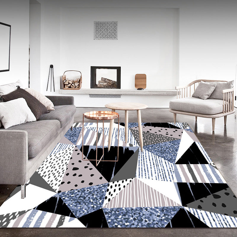 Frendorf | Blau- und gelber Schlafzimmerteppich modernes Farbblockstreifenmuster Teppich Polyester fleckenbeständiger Teppich