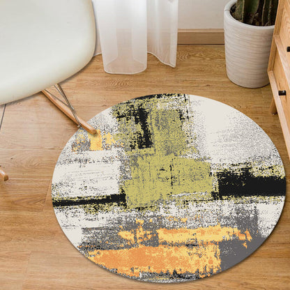 Frendorf | Blau und Gelb Schlafzimmer Teppich Modern Abstrakt Pinselstrich Muster Teppich Polyester Haustierfreundlicher Teppich