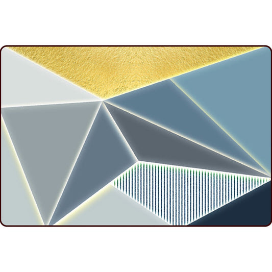 Frendorf | Blauer Schlafzimmerteppich Moderner Farbblock-Geometrie-Muster Bereichsteppich Polyester Maschinenwaschbarer Teppich