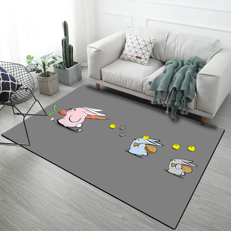 Frendorf | Stijlvol Kinder Tapijt in Roze en Grijs Dier Eenhoorn Konijn Hond Patroon Tapijt Polyester Antislip Vloerkleed voor Kinderkamer