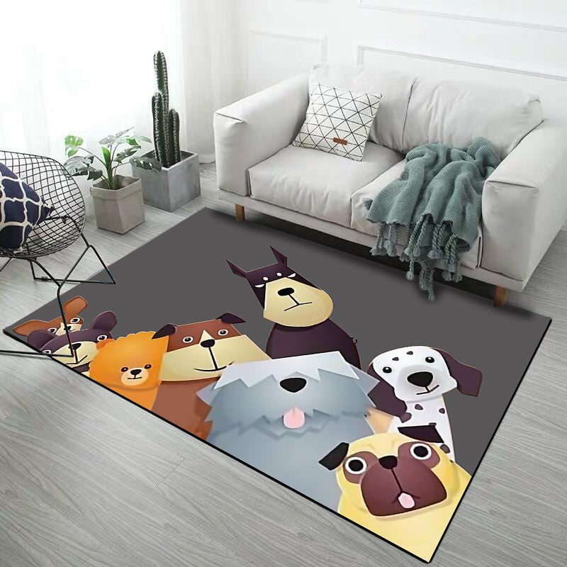 Frendorf | Stijlvol Kinder Tapijt in Roze en Grijs Dier Eenhoorn Konijn Hond Patroon Tapijt Polyester Antislip Vloerkleed voor Kinderkamer