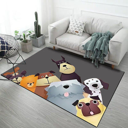 Frendorf | Stijlvol Kinder Tapijt in Roze en Grijs Dier Eenhoorn Konijn Hond Patroon Tapijt Polyester Antislip Vloerkleed voor Kinderkamer