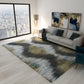 Frendorf | Moderne woonkamer tapijt in bruine en paarse abstracte strepenprint tapijt polyester huisdier vriendelijke area tapijt