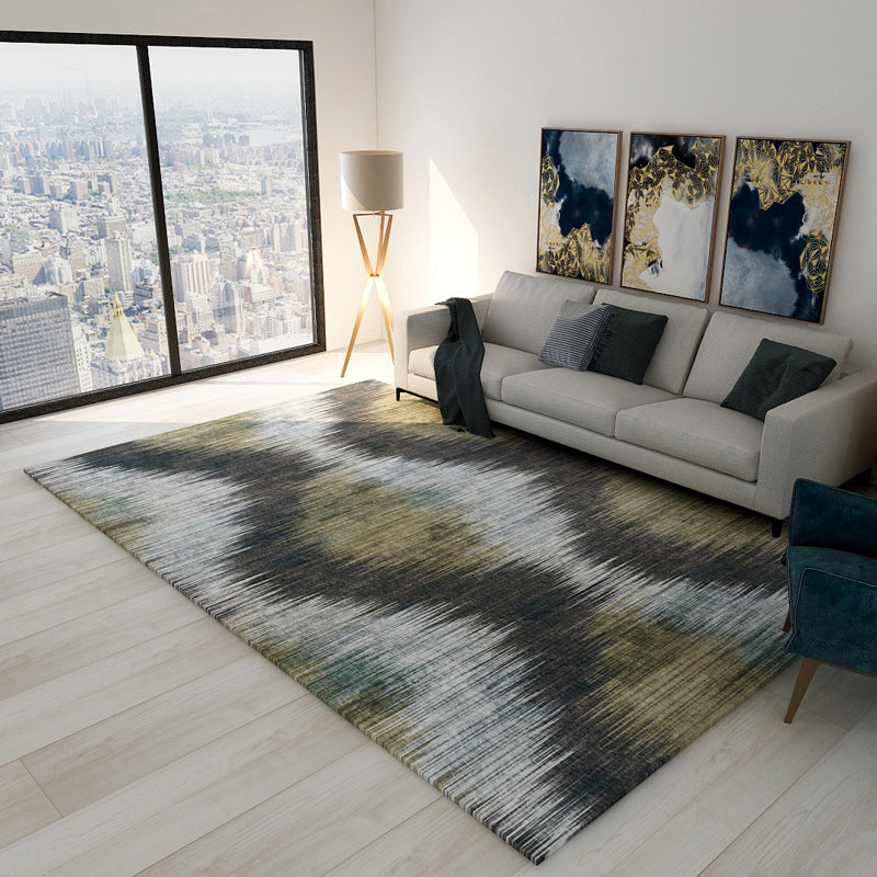 Frendorf | Moderne woonkamer tapijt in bruine en paarse abstracte strepenprint tapijt polyester huisdier vriendelijke area tapijt