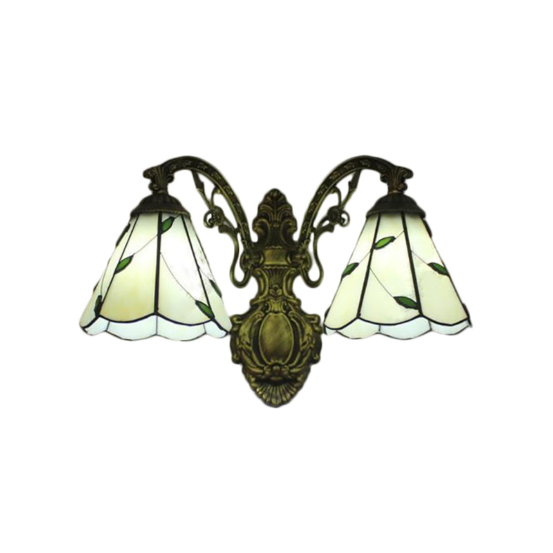 Frendorf | Blad Wandlamp 2 Lichten Gevlekte Glas Rustieke Wandverlichting voor Slaapkamer