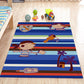 Frendorf | Roze en Blauwe Kinderkamer Tapijt Dieren Vogel Olifant Giraffe Patroon Gebied Tapijt Polyester Antislip Vloerkleed