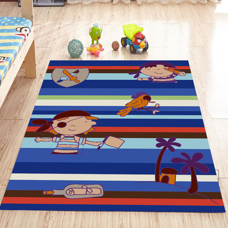 Frendorf | Roze en Blauwe Kinderkamer Tapijt Dieren Vogel Olifant Giraffe Patroon Gebied Tapijt Polyester Antislip Vloerkleed