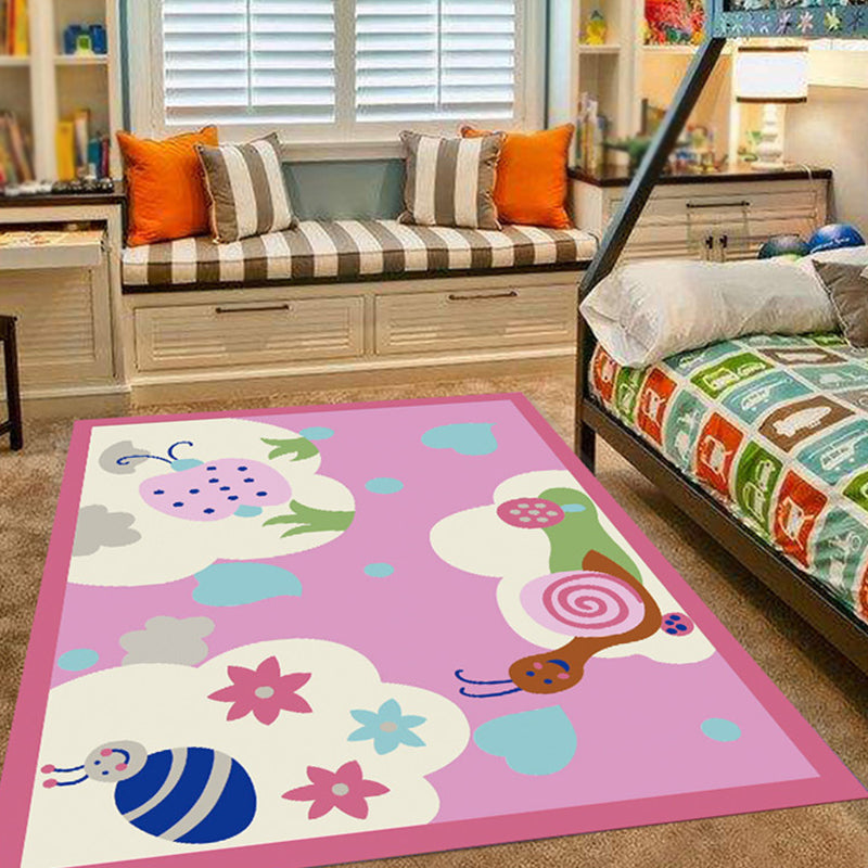 Frendorf | Roze en Blauwe Kinderkamer Tapijt Dieren Vogel Olifant Giraffe Patroon Gebied Tapijt Polyester Antislip Vloerkleed