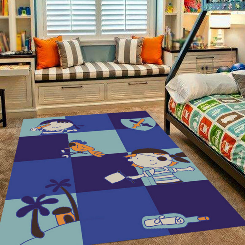 Frendorf | Roze en Blauwe Kinderkamer Tapijt Dieren Vogel Olifant Giraffe Patroon Gebied Tapijt Polyester Antislip Vloerkleed