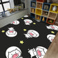 Frendorf | Kids Kinderkamer Tapijt in Zwart en Roze Dieren Tijger Olifant Varken Print Tapijt Polyester Vlekbestendige Gebiedtapijt