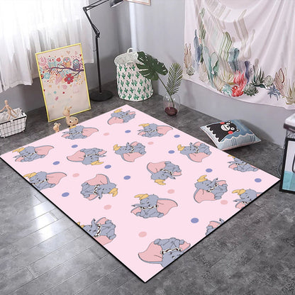 Frendorf | Kinderen Kinderkamer Tapijt in Zwart en Roze Dier Tijger Olifant Varken Print Tapijt Polyester Vlekbestendige Area Tapijt