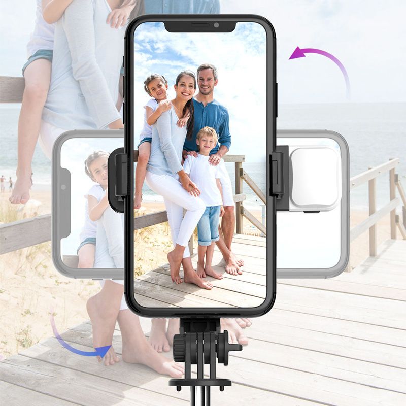 Frendorf | Bluetooth-Selfie-Stick-Stativ mit Telefonhalter und Beauty-Fill-in-Beleuchtung