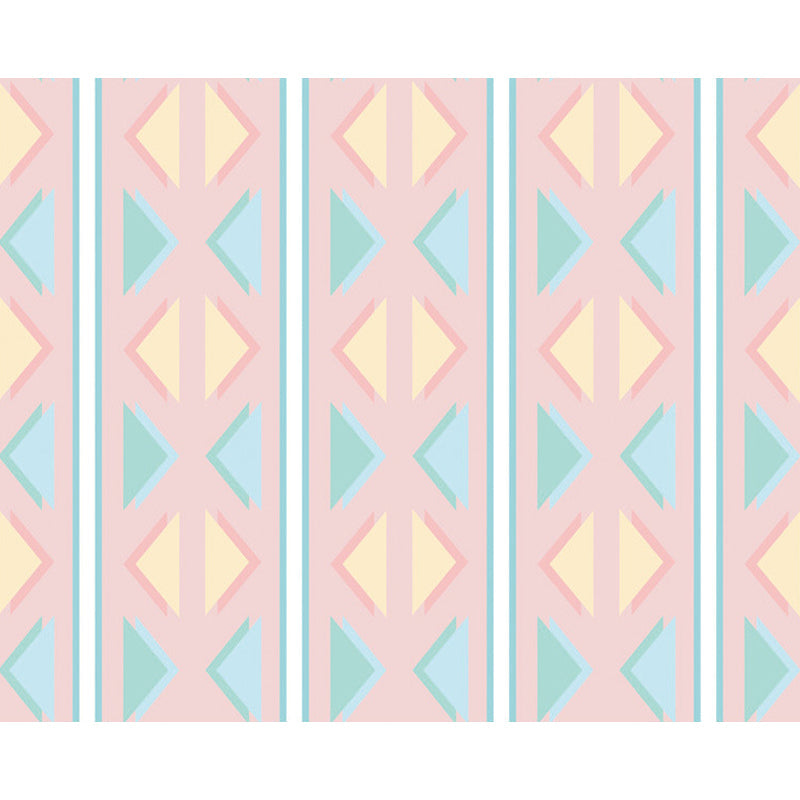 Frendorf | Zeitgenössischer moderner Teppich im pinken Dreiecksmuster Teppich Polyester fleckenresistenter Teppich für Wohnkultur