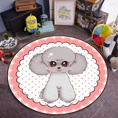 Frendorf | Roze en Rode Kinderkamer Tapijt Dieren Hond Patroon Gebied Tapijt Polyester Antislip Achterkant Tapijt
