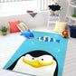 Frendorf | Süßer Kinderteppich in grün und blau mit Tiermuster Löwe Panda Pinguin Teppich Polyester rutschfester Teppich für das Kinderzimmer
