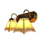 Frendorf | 2 Lichten Pyramide Wandverlichting met Gooseneck Missiestijl Glas-in-lood Wandlamp
