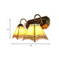 Frendorf | 2 Lichten Pyramide Wandverlichting met Gooseneck Missiestijl Glas-in-lood Wandlamp