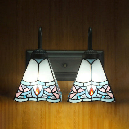 Frendorf | Pyramide Gepoleerd Glas Wandlamp Tiffany 2 Koppen Zwart/Brass/Bronze Wandbevestiging Lichtarmatuur