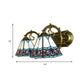 Frendorf | Pyramide Gepoleerd Glas Wandlamp Tiffany 2 Koppen Zwart/Brass/Bronze Wandbevestiging Lichtarmatuur
