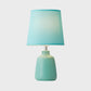 Stoff Schmal zulaufende Nachttischlampe Nordisch 1 Licht Tischlampe mit Vase Keramikbasis in Pink/Blau/Grün