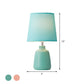 Stoff Schmal zulaufende Nachttischlampe Nordisch 1 Licht Tischlampe mit Vase Keramikbasis in Pink/Blau/Grün