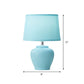 Stoff Schmal zulaufende Nachttischlampe Nordisch 1 Licht Tischlampe mit Vase Keramikbasis in Pink/Blau/Grün