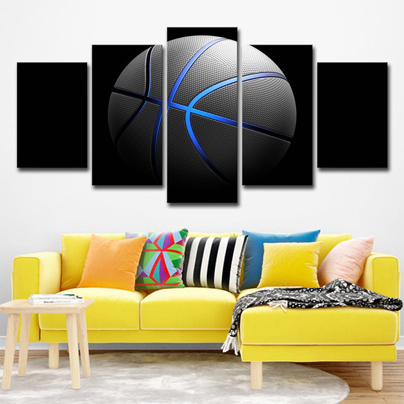 Frendorf | Schwarze Basketball Wandkunst Sport Moderne Mehrteilige Leinwanddruck für das Wohnzimmer