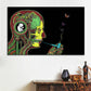 Frendorf | Rookende Man Wandkunst Print Moderne Canvas in Groen voor Grote Kamer, Meerdere Maten
