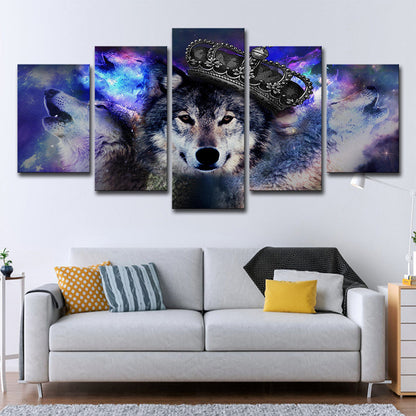 Frendorf | Digitale Druck Wölfe Wandkunst Lila Modernismus Leinwand für Wohnzimmer, Mehrteilig
