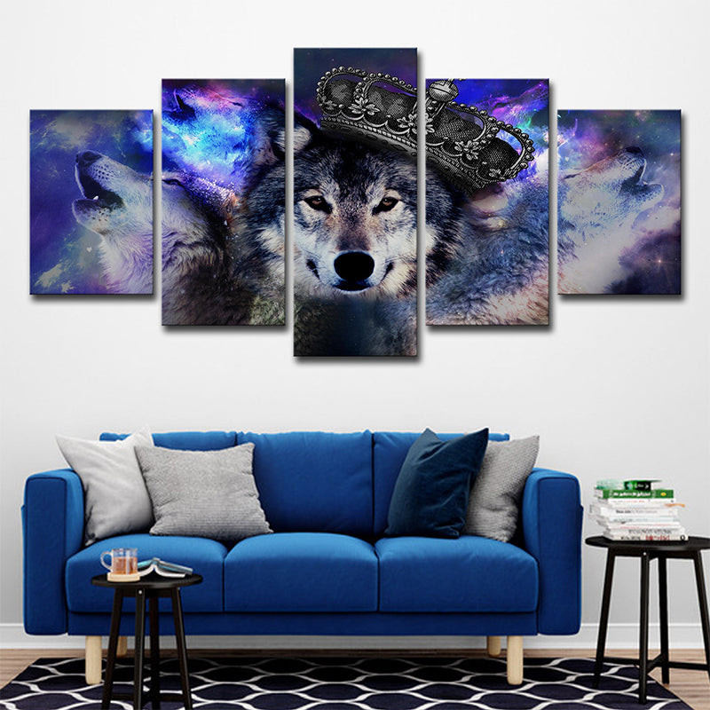 Frendorf | Digitale Druck Wölfe Wandkunst Lila Modernismus Leinwand für Wohnzimmer, Mehrteilig